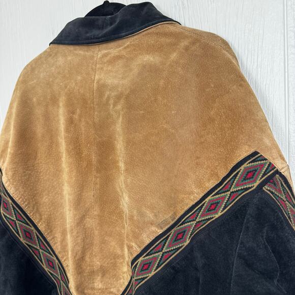 Cripple Creek Vintage Leather Aztec Colorblock Suede Jacket Size XXL Western - Picture 14 of 14